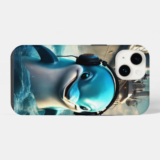 "Melancholische Symfonie: Droevige Dolfijn Serenad iPhone Hoesje (Achterkant horizontaal)