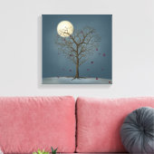 Melancholy Heart Shaped Tree under the Full Moon Canvas Afdruk (Insitu (Woonkamer))