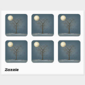 Melancholy Heart Shaped Tree under the Full Moon Vierkante Sticker (Vel)