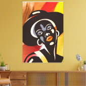 Melancholy in Abstractie: Female Silhouette Canvas Afdruk (Insitu (Woonkamer))