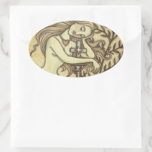 MELANCHOLY MERMAID IMAGINAIRE STICKERS Oval FEUILL (Sac)
