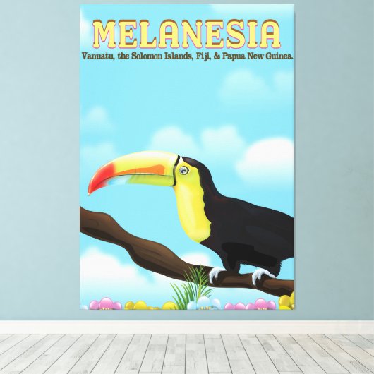 Melanesia Toucan reisposter Canvas Afdruk (Insitu (Houten vloer))