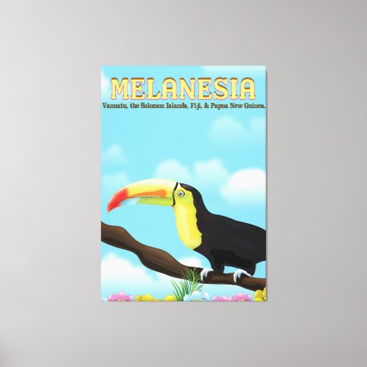 Melanesia Toucan reisposter Canvas Afdruk (Voorkant)