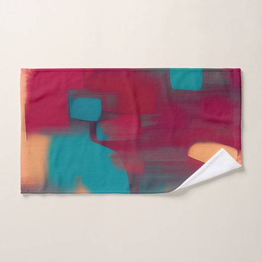 Mélange abstrait rouge et turquoise (Serviette à main)