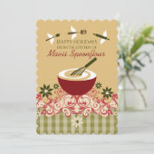 Mélange bol fouet ustensiles volants Carte de Noël (Debout devant)