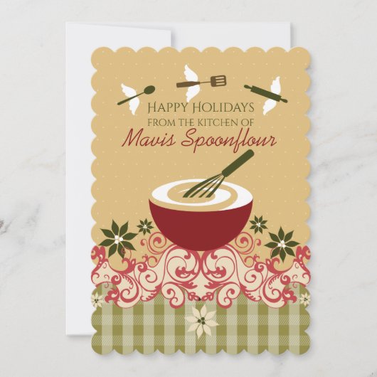 Mélange bol fouet ustensiles volants Carte de Noël (Devant)