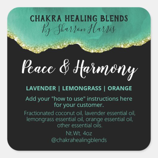 Mélange D'Agate turquoise Et Or Étiquettes (Devant)