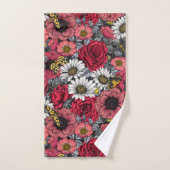 Mélange de fleurs en rouge et gris (Serviette à main)