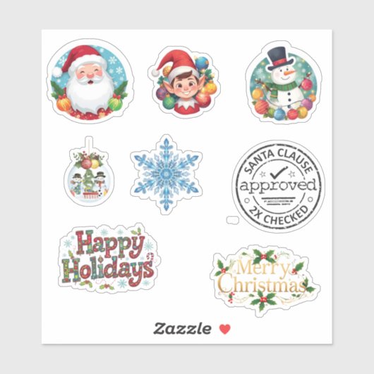 Mélange de stickers de Noël festifs (Feuille)