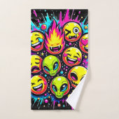 Mélange d'Émoticônes Néon Funky (Serviette à main)