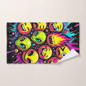 Mélange d'Émoticônes Néon Funky (Serviette à main)