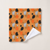Mélange noir gris orange Motif géométrique moderne (Gant de toilette)