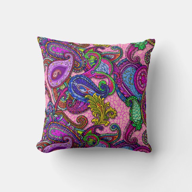 Melange Paisley met roze Kussen (Voorkant)