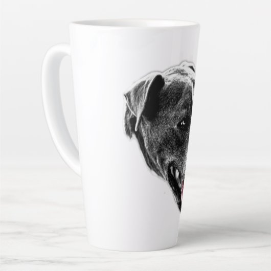 Mélange Pitbull Jouer Rouges Tongue Portrait Mug (Angle gauche)