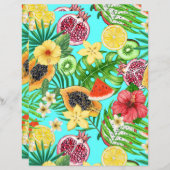 Mélange tropical de fruits, fleurs et feuilles sur (Devant / Derrière)