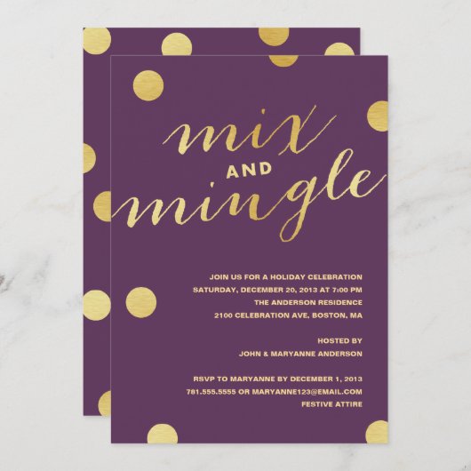 MÉLANGER ET MINGLE POINTS D'OR | INVITATION DE FÊT (Devant / Derrière)