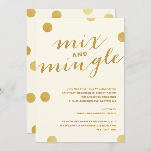 MÉLANGER ET MINGLE POINTS D'OR | INVITATION DE FÊT (Devant / Derrière)