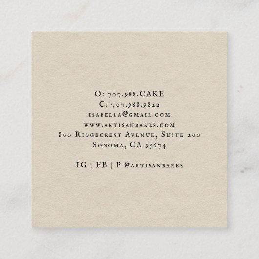 Mélangeur d'aquarelle florale Baker Carte de visit (Dos)