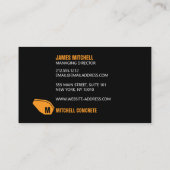 Mélangeur de béton Monogramme Carte de visite oran (Dos)