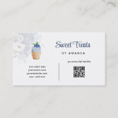 Mélangeur floral bleu QR Code Carte de visite (Dos)