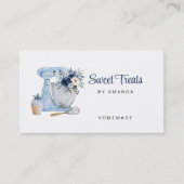 Mélangeur floral bleu QR Code Carte de visite (Devant)