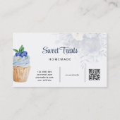 Mélangeur floral bleu QR Code Carte de visite (Dos)