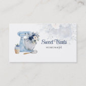 Mélangeur floral bleu QR Code Carte de visite (Devant)