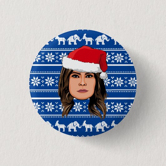 MELANIA TRUMP Kerstmis Ronde Button 3,2 Cm (Voorkant)