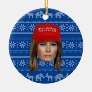 Melania Trump MAGA Kerstmis Keramisch Ornament