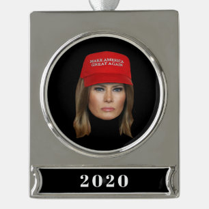 Melania Trump MAGA Kerstmis Verzilverd Banner Ornament