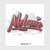 Melanie autocollant graffiti coeur rouge (Feuille)