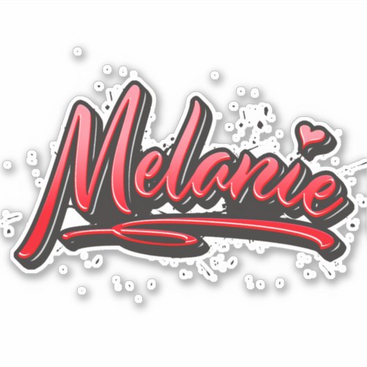 Melanie autocollant graffiti coeur rouge (Devant)