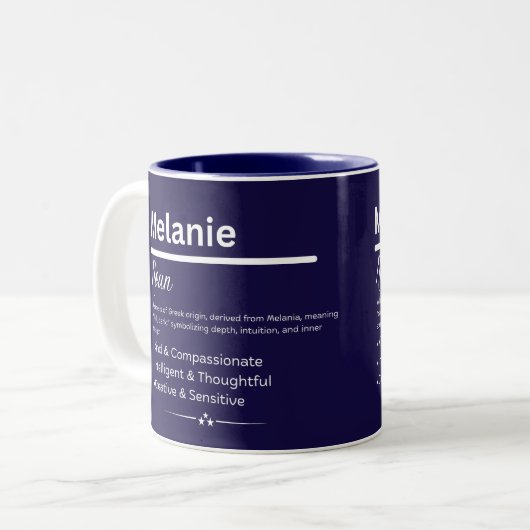 Melanie, Girl Personalized Name Definition Mug (Devant gauche)