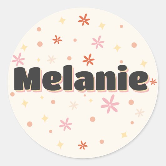 Melanie naam schattig ontwerp ronde sticker (Voorkant)