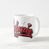 Melanie red heart graffiti Tasse de café (Devant droit)