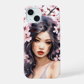 Melanie Sakura Cherry Blossom Meisje iPhone 15 Hoesje (Achterkant)