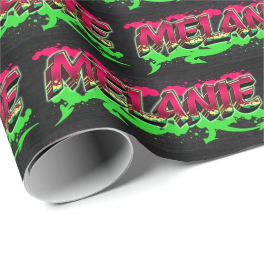 Melanie Vorname Name Graffiti red green Cadeaupapier (Rol Hoek)