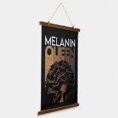 Melanin Afro Queen Word Art Hangend Wandkleed (Gebogen)