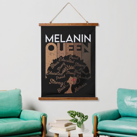 Melanin Afro Queen Word Art Hangend Wandkleed (Woonkamer)