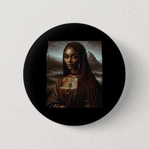Melanin Black History Month Afro Koningin Mona Lis Ronde Button 5,7 Cm