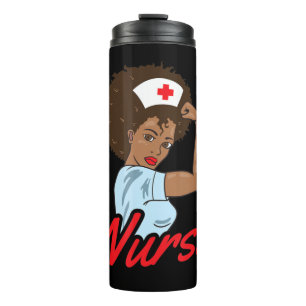 Melanin Black Nurse Clothing Gift African American Thermosbeker
