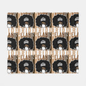Melanin Bruid met Afro Fleece Deken (Voorkant (Horizontaal))