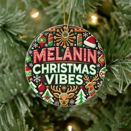 Melanin Christmas Vibe Tree Ornament (Boom)