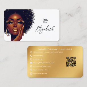 Melanin Glam Salon Branding met Stijlvolle Afro Lo Visitekaartje