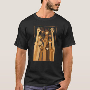 Melanin Hand Hearts Black History Maand BLM Africa T-shirt