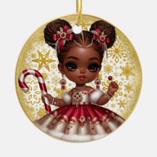 Melanin Kerstmis Meisje Keramische Kerstversiering Keramisch Ornament