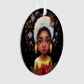 Melanin Kerstwinter Zwart meisje Magic Sista Ornament (voorkant)