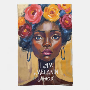 Melanin Magic Floral Portrait Theedoek
