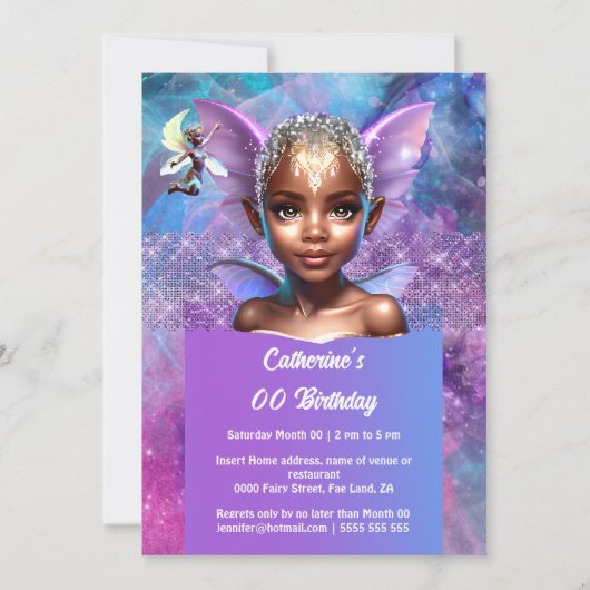 Melanin pixie fairy wings  meisje prinses kaart (Voorkant)