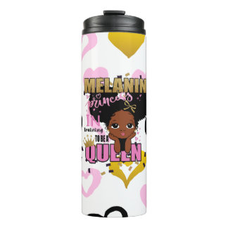 Melanin Prinses in Opleiding tot Koningin Lilibet Thermosbeker